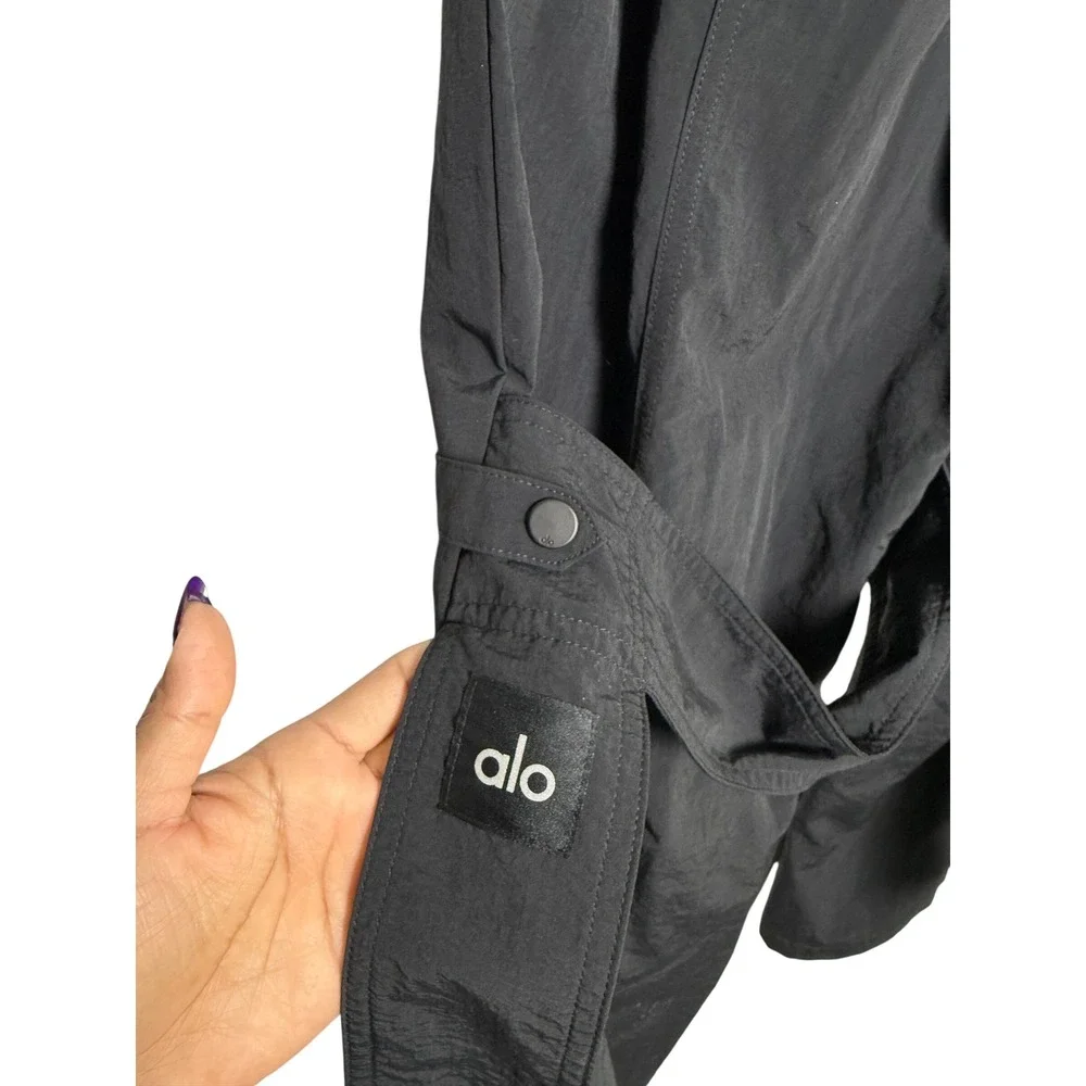 Alo Yoga Voyager Trouser Women M Black High-Waist Wide Leg Cargo Buckle Strap